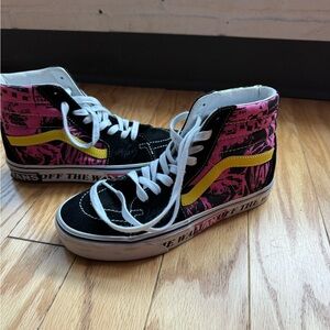 Vans high top pink and green